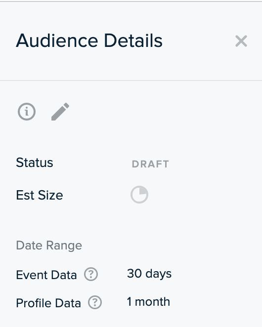 audience detail panel showing estimator