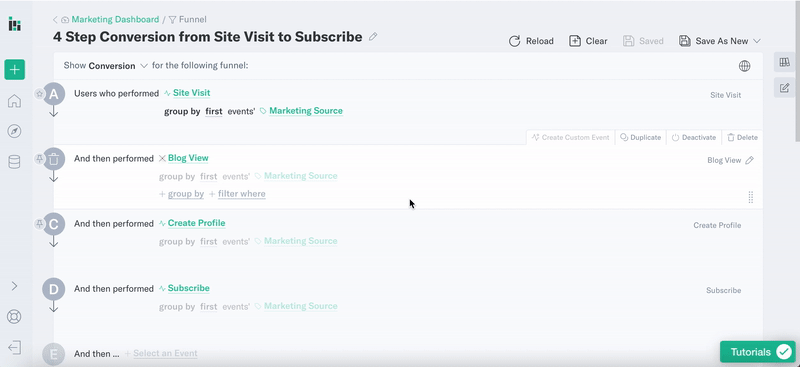 Funnel save to dashboard