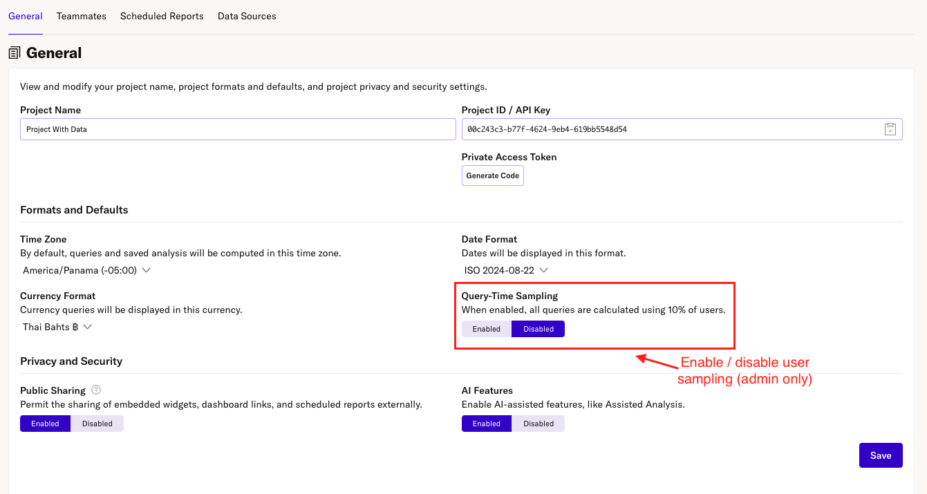 Specify query sample size