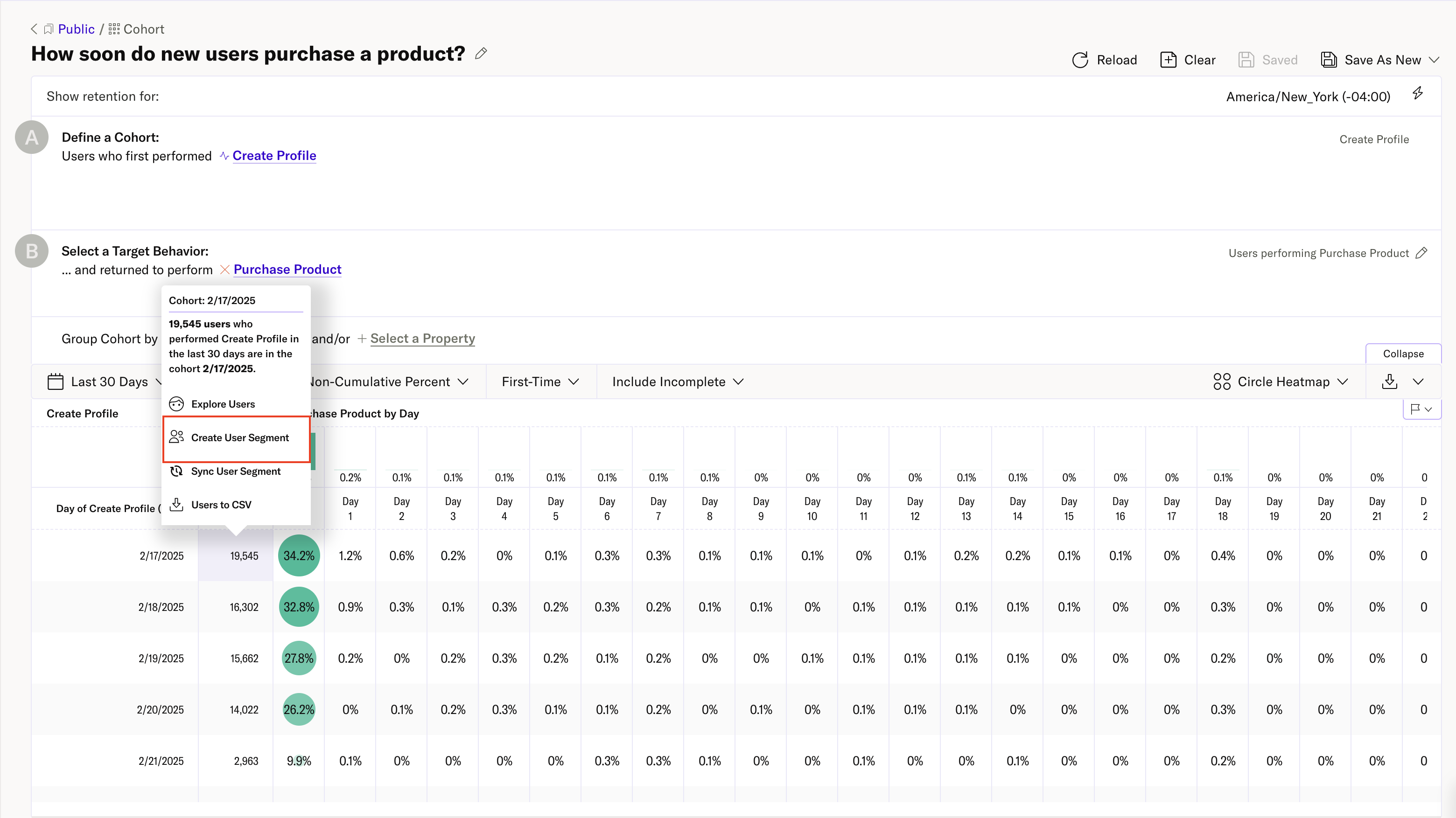 Create user segment from cohort