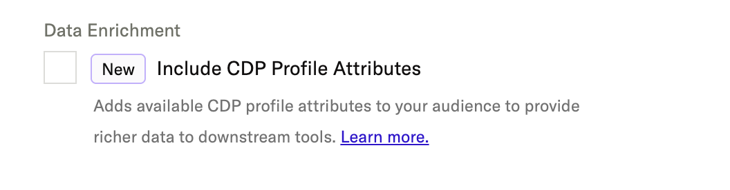 screenshot showing enrich with in-platform user data setting