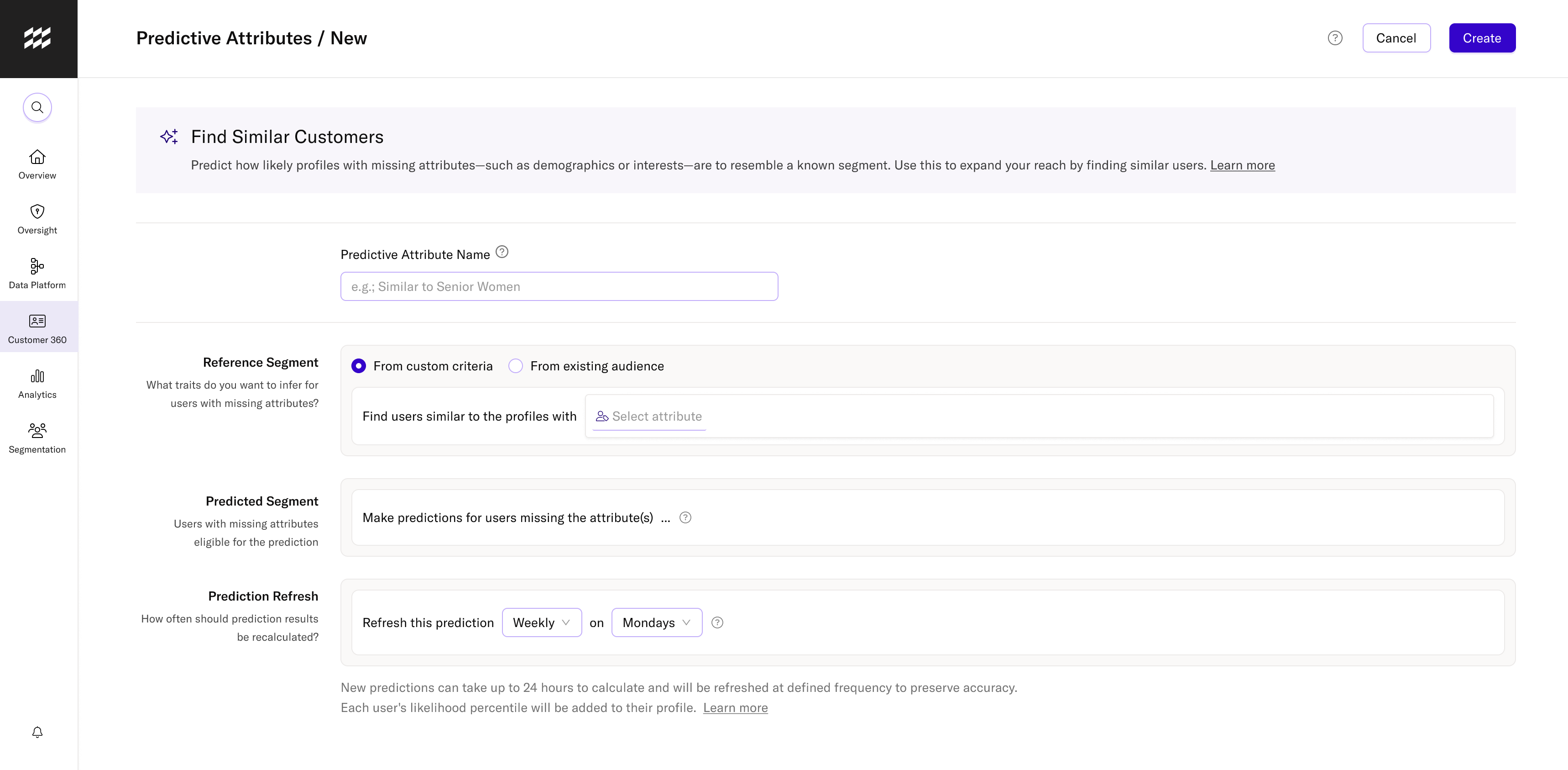 screenshot showing prediction creation page