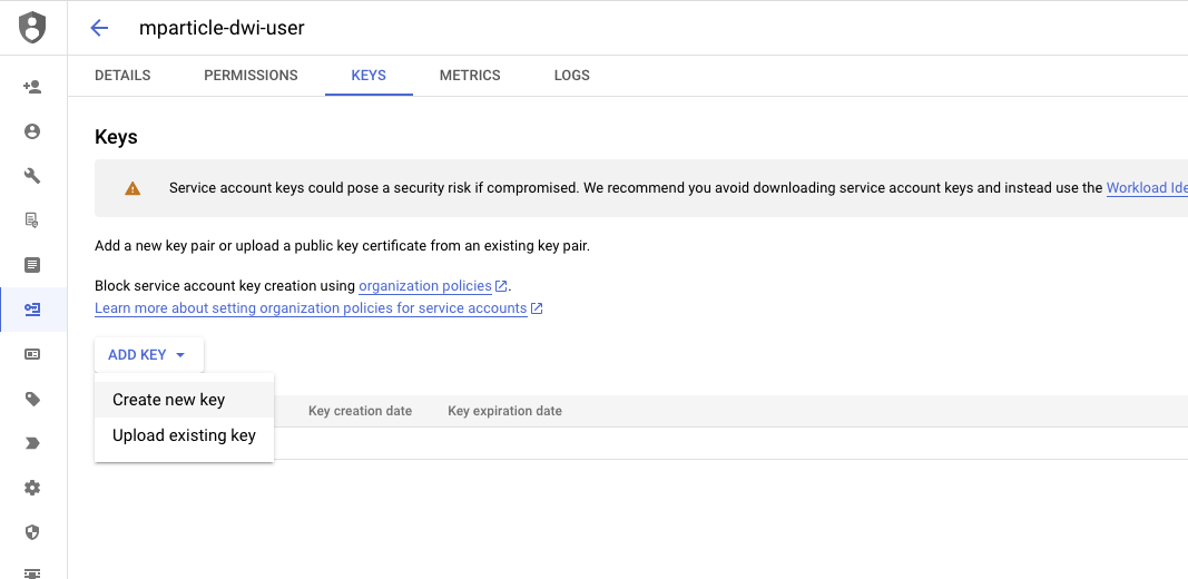 BigQuery Create Service Account