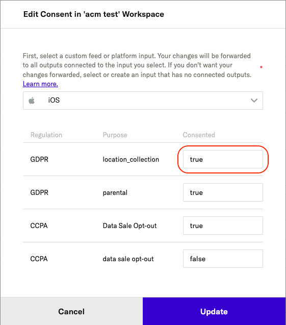 screenshot showing where to edit values in modal