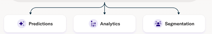 Screenshot showing the predictions, analytics, and segmentation suites in the overview map