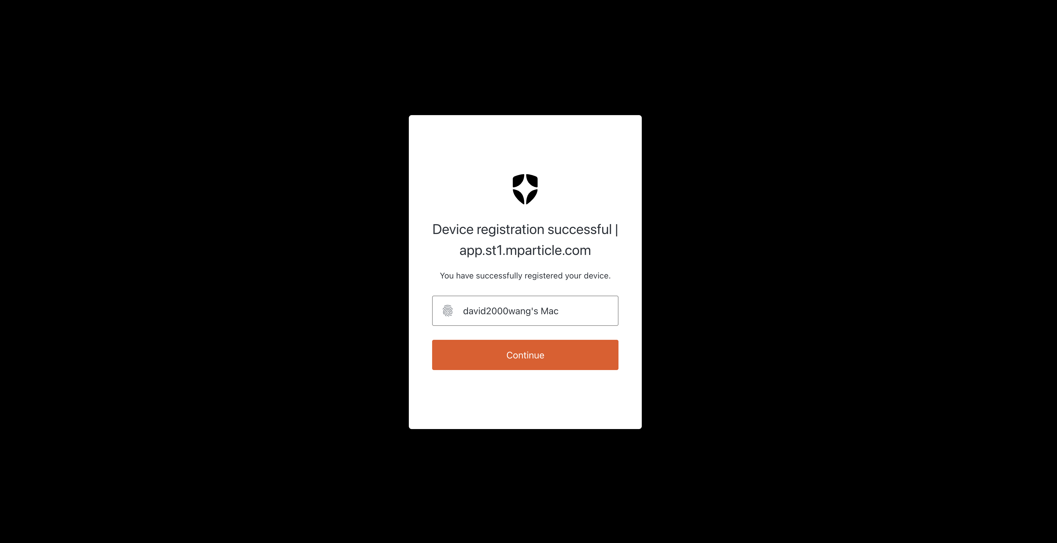 Passkey enrollment success screen
