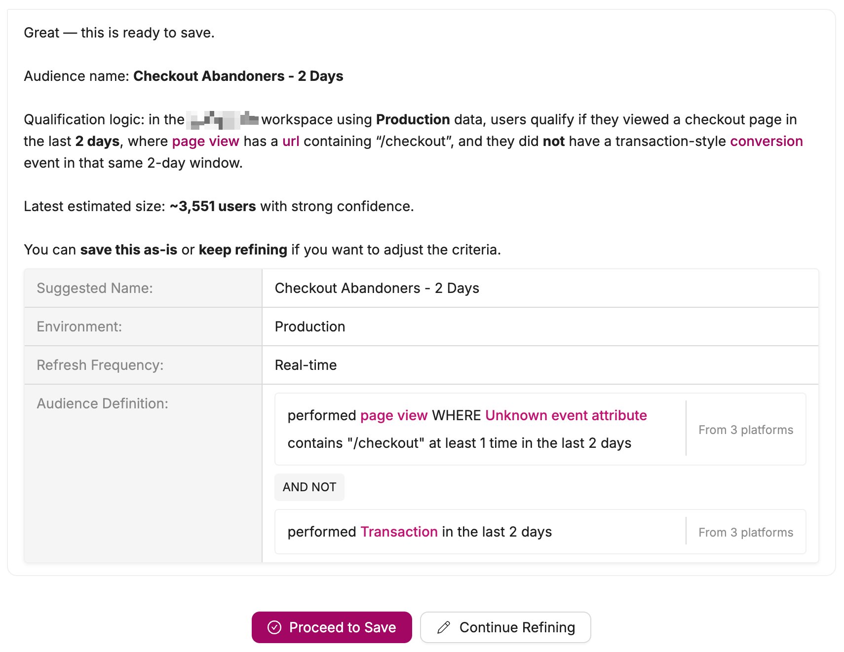 Audience proposal card