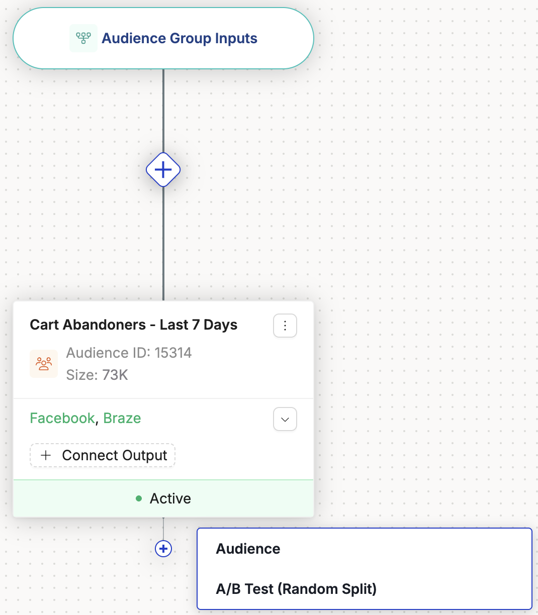 Add an A/B test path in the Audience Group Editor